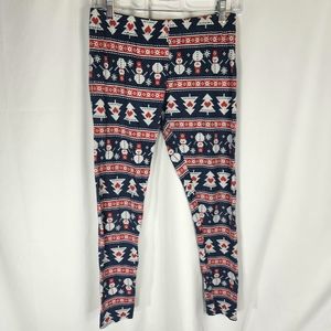 No Boundaries Snowman Fairisle Christmas / Holiday Leggings Size Large (11-13)